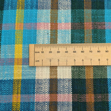 Load image into Gallery viewer, Close up flat lay of 100% Indian Cotton Teal Plaid, Warp and Weft Mystic Fable by Ruby Star Society - ruler included for scale, available at Minerva's Bower