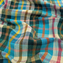 Load image into Gallery viewer, Flat drape of 100% Indian Cotton Teal Plaid, Warp and Weft Mystic Fable by Ruby Star Society , available at Minerva's Bower