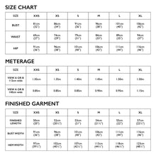 Load image into Gallery viewer, Tessuti Patterns Kate Top Size Chart - for sale at Minerva's Bower 