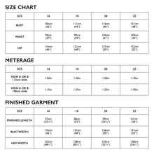 Load image into Gallery viewer, Tessuti Patterns Kate Top Extended Size Chart - for sale at Minerva's Bower 