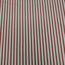 Load image into Gallery viewer, Flat lay of 100% Cotton Canvas Ticking Stripe, Garnet, for sale at Minerva's Bower