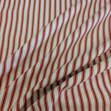 Load image into Gallery viewer, Flat drape of 100% Cotton Canvas Ticking Stripe, Garnet, for sale at Minerva's Bower