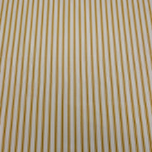 Load image into Gallery viewer, Flat lay of 100% Cotton Canvas Ticking Stripe, Mustard, for sale at Minerva's Bower