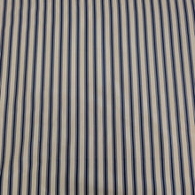 Load image into Gallery viewer, Flat lay of 100% Cotton Canvas Ticking Stripe,Navy, for sale at Minerva's Bower