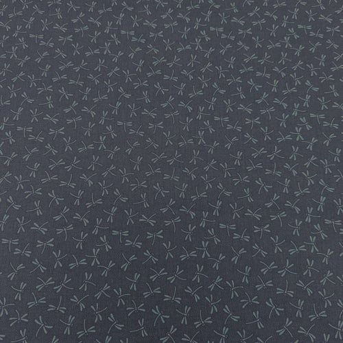 Japanese 100% Cotton, Tonbo, indigo base with a small dragonfly design, available now at Minerva's Bower