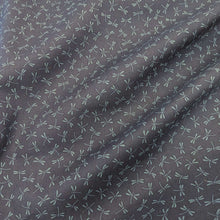 Load image into Gallery viewer, Drape Japanese 100% Cotton, Tonbo, indigo base with a small dragonfly design, available now at Minerva&#39;s Bower