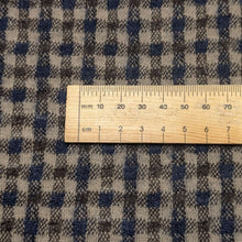 Load image into Gallery viewer, Close up flat lay of 65% wool and 35% cotton Uru_Gingham, ruler included for scale - for sale at Mineva's Bower