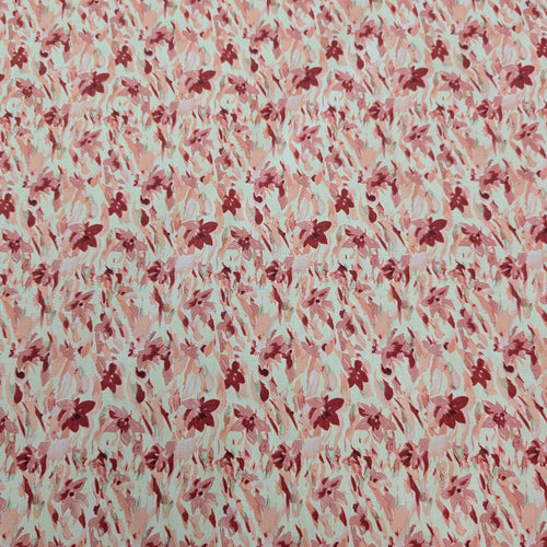 Japanese cotton fabric with a floral pattern with small flowers in pinks and cream, for sale at Minerva's Bower