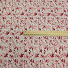 Load image into Gallery viewer, Japanese cotton fabric with a floral pattern with small flowers in pinks and cream,  with ruler included for scale, for sale at Minerva&#39;s Bower