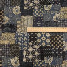 Load image into Gallery viewer, Flat lay of Japanese 100% Cotton, Wagara Blue, for sale at Minerva's Bower, ruler included for scale