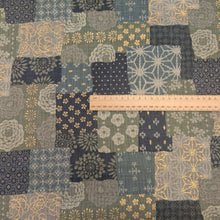 Load image into Gallery viewer, Flat lay of Japanese 100% Cotton, Wagara Green, for sale at Minerva's Bower, ruler included for scale