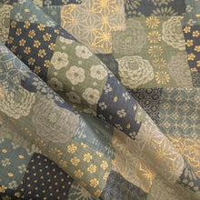 Load image into Gallery viewer, Flat drape of Japanese 100% Cotton, Wagara Green, for sale at Minerva's Bower