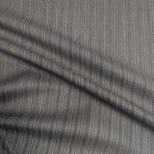 Load image into Gallery viewer, Flat drape of Japanese Wool with 5% PU. Charcoal Stripe, for sale at Minerva's Bower