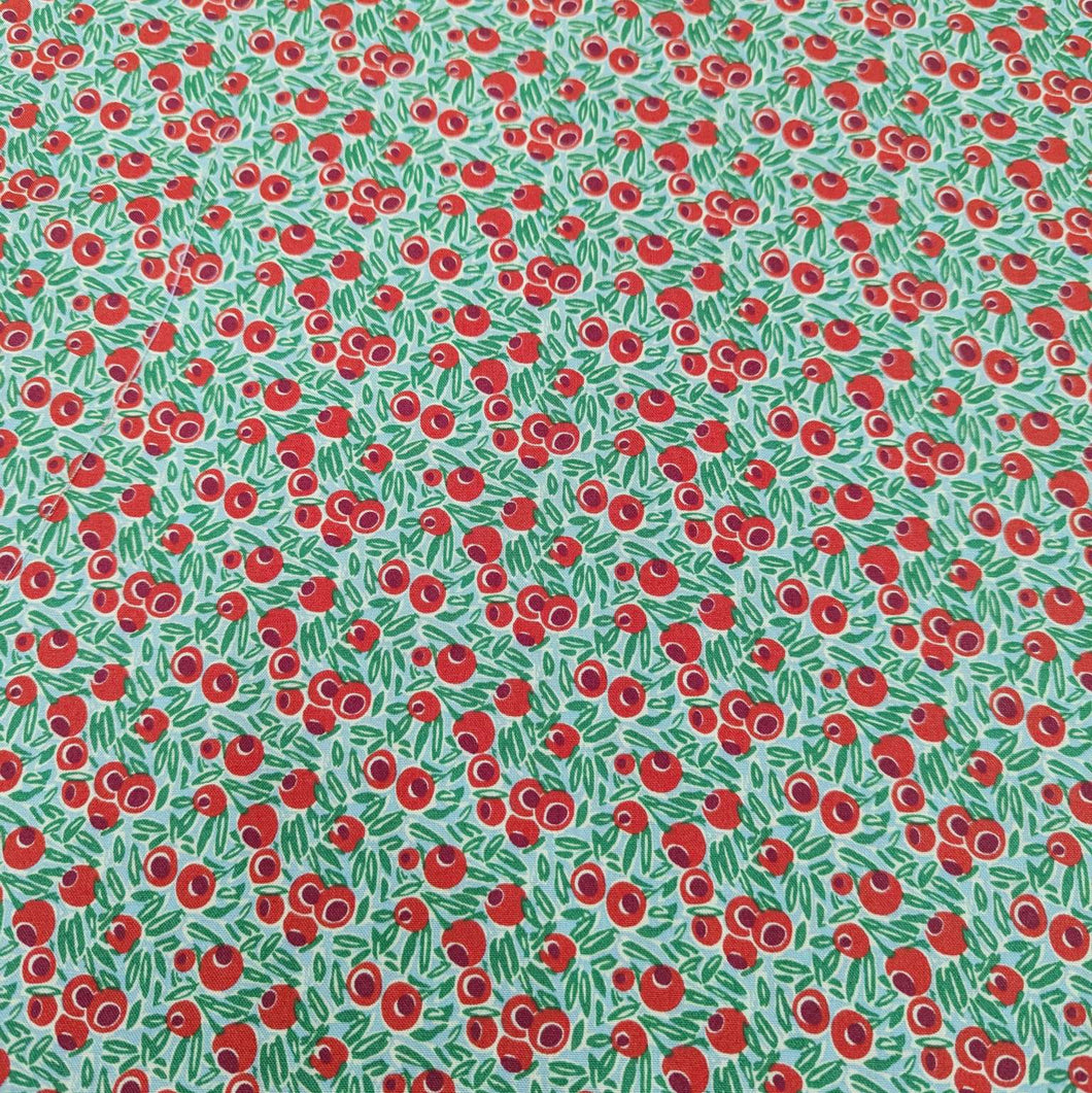 Flat Lay of Liberty Lasenby Cotton, Yew Berries, for sale at Minerva's Bower