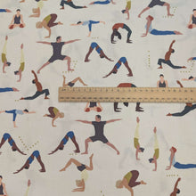 Load image into Gallery viewer, Flat lay of Alexander Henry 100% Cotton, Yoga Poses, for sale at Minerva&#39;s Bower with a ruler included for scale