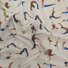 Load image into Gallery viewer,  Flat drape of Alexander Henry 100% Cotton, Yoga Poses, for sale at Minerva&#39;s Bower