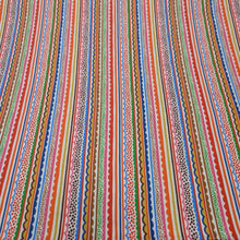 Load image into Gallery viewer, Flat lay of Thread and Ink 100% Cotton, Ziggy Ecru with colourful ric rac design - for sale at Minerva's Bower