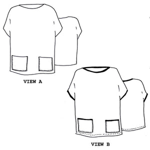 Line Drawing of Tessuti Patterns Amara Vest Paper Pattern for Sale at Minerva's Bower