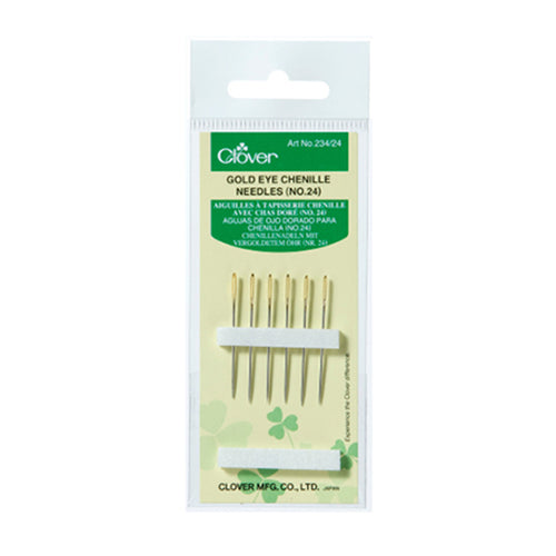 Clover gold eye chenille needles, size 24, for sale at Minerva's Bower
