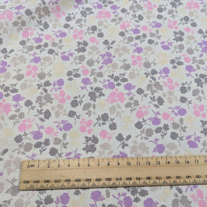 Cotton lawn, white floral, scale