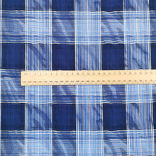 Load image into Gallery viewer, Flat lay of cotton ripple check. Made in Japan. Available at MInerva&#39;s Bower. Ruler included for scale