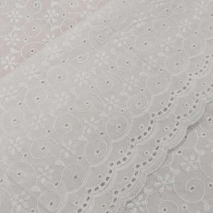 fleur embroidered scallop edge 100% cotton white 