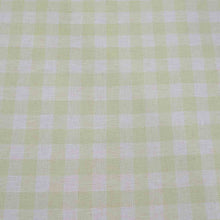 Load image into Gallery viewer, Flat lay of Gelato Check, lime linen cotton for sale at Minerva&#39;s Bower