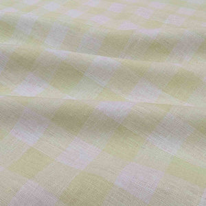 flat drape of Gelato Check - lime linen cotton for sale at Minerva's Bower