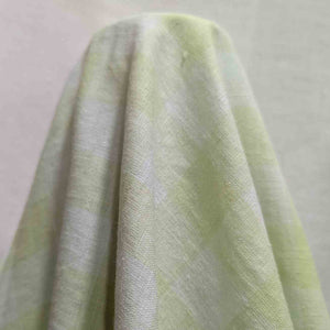 Drape of Gelato Check - lime linen cotton for sale at Minerva's Bower, with ruler for scale 