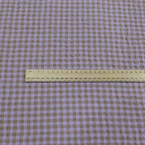 Gemma seersucker linen rayon blend, in lilac colourway. Available at Minerva's Bower. Ruler included for scale