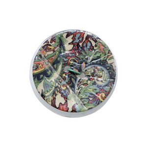 Italian Painted Paisley Coconut Button, Extra Large