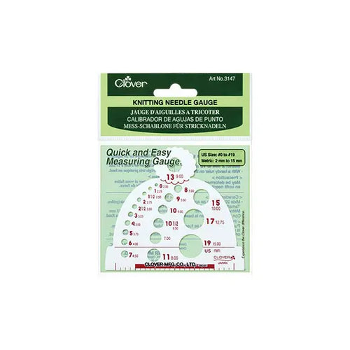 Clover knitting needle gauge for sale at Minerva's Bower