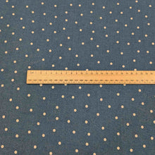 Load image into Gallery viewer, Flat lay of cotton linenspot fabric, in slate blue colourway. Made in Japan, by Kokka. Available at Minerva&#39;s Bower. Ruler included for scale