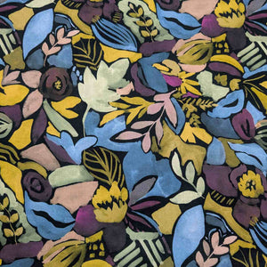 Linen cotton blend in winter floral design. Available at Minera's Bower