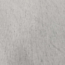 Load image into Gallery viewer, Flat lay of pure linen in a fine charcoal pinstripe. Available at Minerva&#39;s Bower