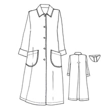 Load image into Gallery viewer, Sketch of Tessuti Patterns Melbourne Trench Coat paper pattern for sale at Minerva&#39;s Bower
