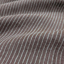 Load image into Gallery viewer, Close-up of brown fabric with white pinstripes. Available at Minerva&#39;s Bower