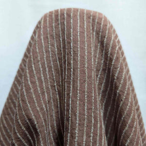 Close-up of a brown fabric with white stripes on a white background. Available at Minerva's Bower