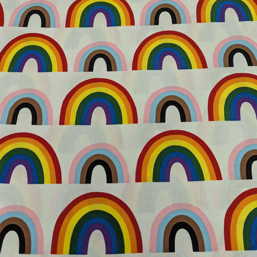 Alexander Henry 100% Cotton, Double Rainbow - White, for sale at minerva's Bower