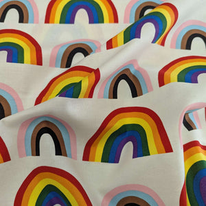 Drape of Alexander Henry 100% Cotton, Double Rainbow - White, for sale at minerva's Bower