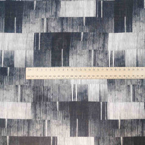 Scale of Pure Ramie Accordion Black with linear graphic design in white though to and black to now at Minerva's Bower