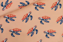 Load image into Gallery viewer, See You At Six Cotton French Terry, Sea Turtle, Peach Parfait