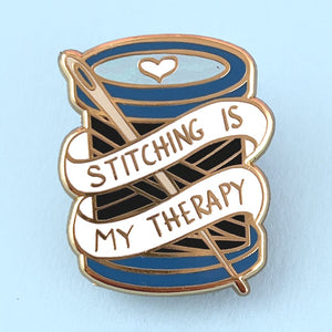Jubly Umph Enamel Pin, Stitching Is My Therapy