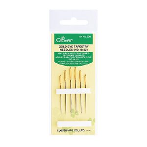 Clover gold eye tapestry needles in size 18-22, for sale at Minerva's Bower