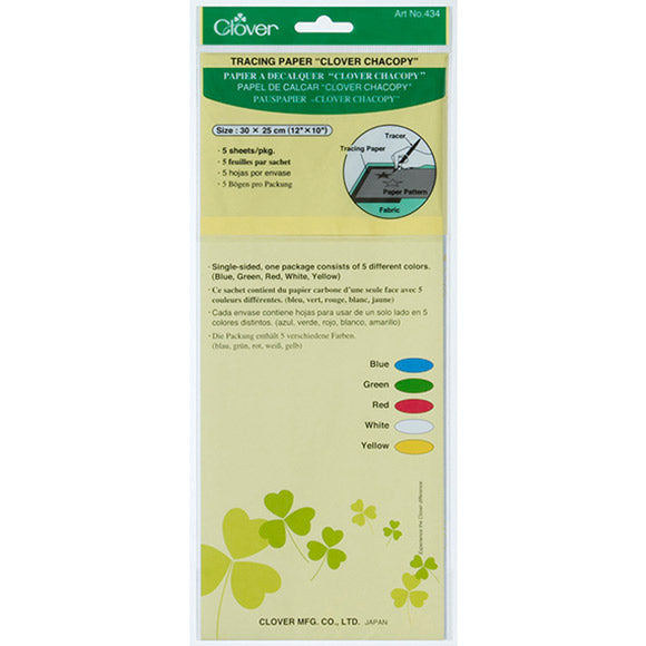 Clover tracing paper, 5 sheets in 5 different colours, for sale at Minerva's bower