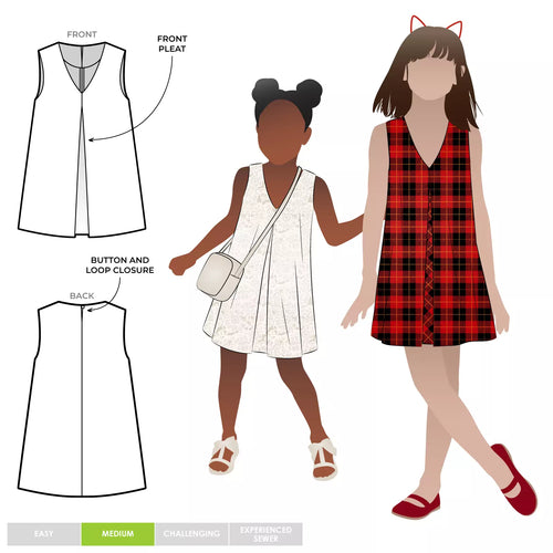 Style Arc Vivian Kids Dress Sewing Pattern - Sizes 2 to 14, for sale at Minerva's Bower 