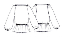 Load image into Gallery viewer, Sketch of Tessuti Patterns Hilary Top Paper pattern for sale at Minerva&#39;s Bower