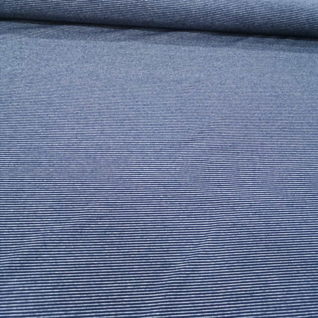 Cotton Jersey, Navy Fine White Stripe - 1/4 metre