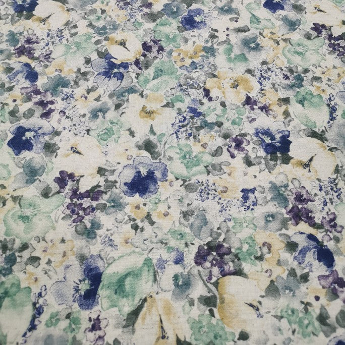 100% Cotton by Cosmo, Winter Pansy , Blue - 1/4 metre