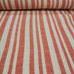 100% Cotton, Persimmon and Natural Stripe, Warp and Weft Heirloom by Ruby Star Society - 1/4 metre